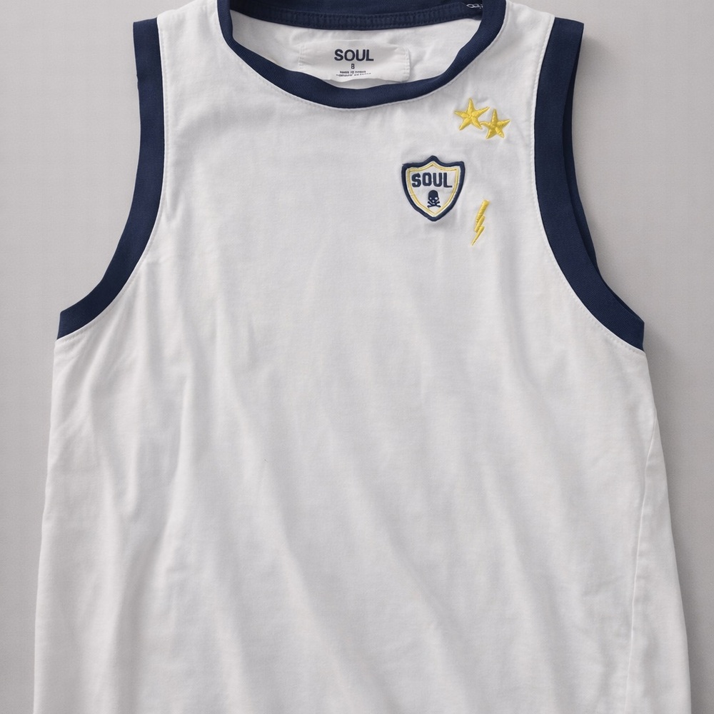 SoulCycle White and Navy Tank Top